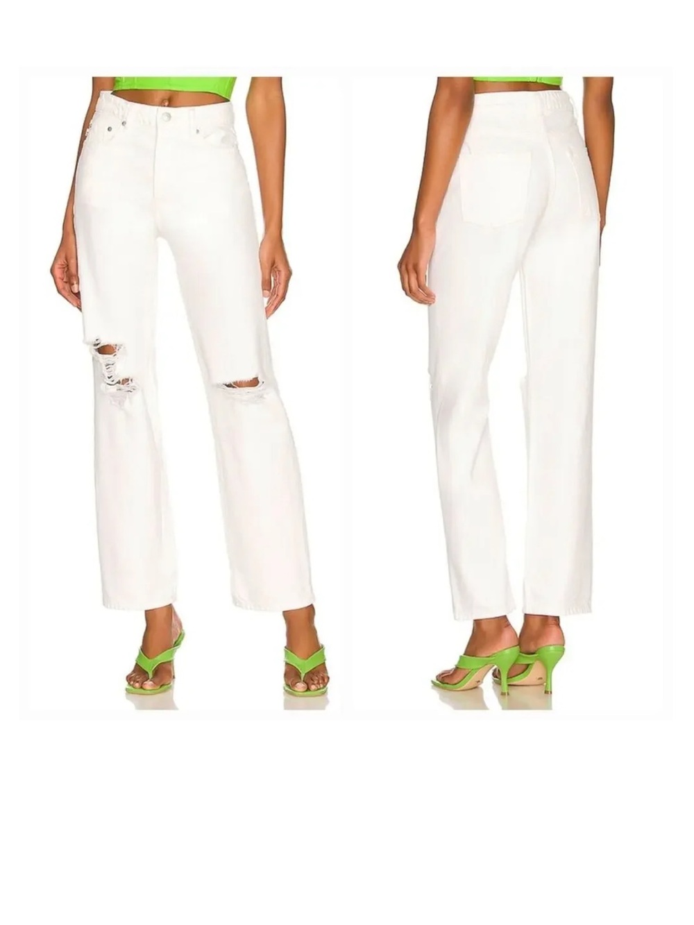 Lovers + Friends White Straight-Leg Jeans